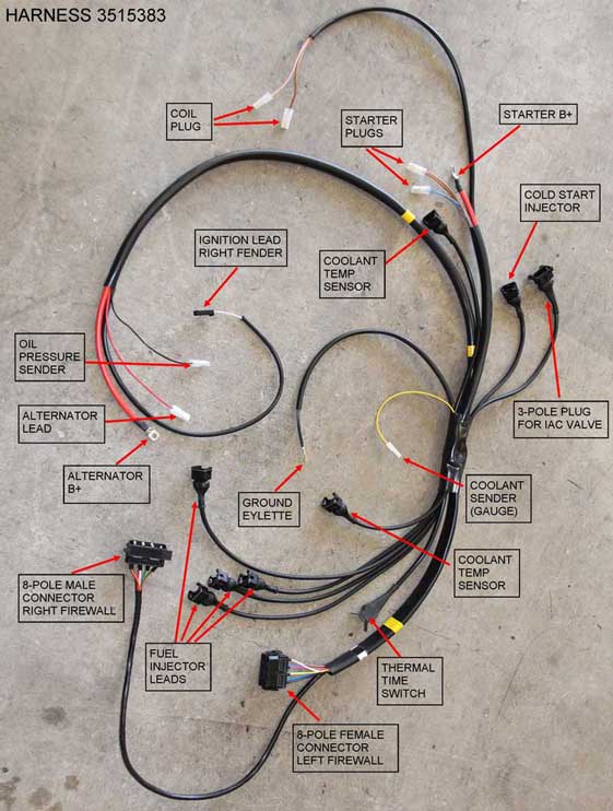 Loom Right / Drivers Side Volvo 200 240 260 Tailgate Wiring Harness
