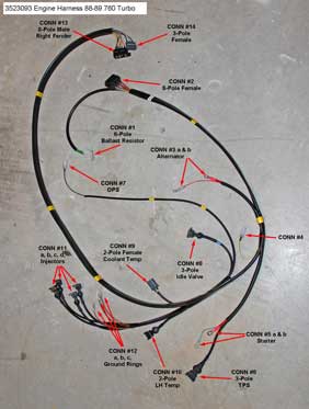 Volvo 1988-89
                                          760 TURBO 4cyl engine wire
                                          harness PN 3523093.